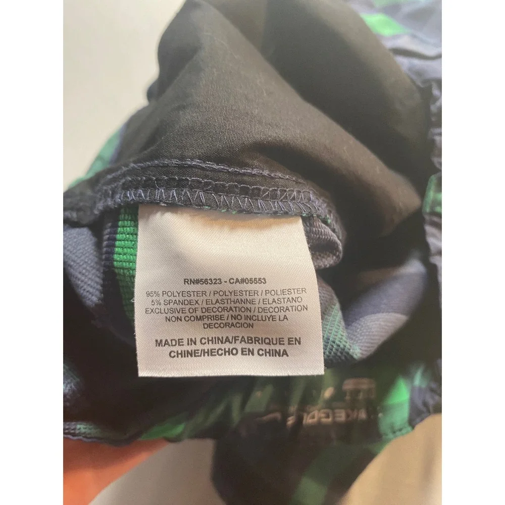 Nike Golf Kids Dri-FIT Plaid Shorts Green Navy Blue Size Large 452603-419